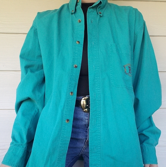 Vintage 90s Buggle Boy Casual Button Down Top Preppy Academic Sz Med. Unisex - Picture 10 of 11